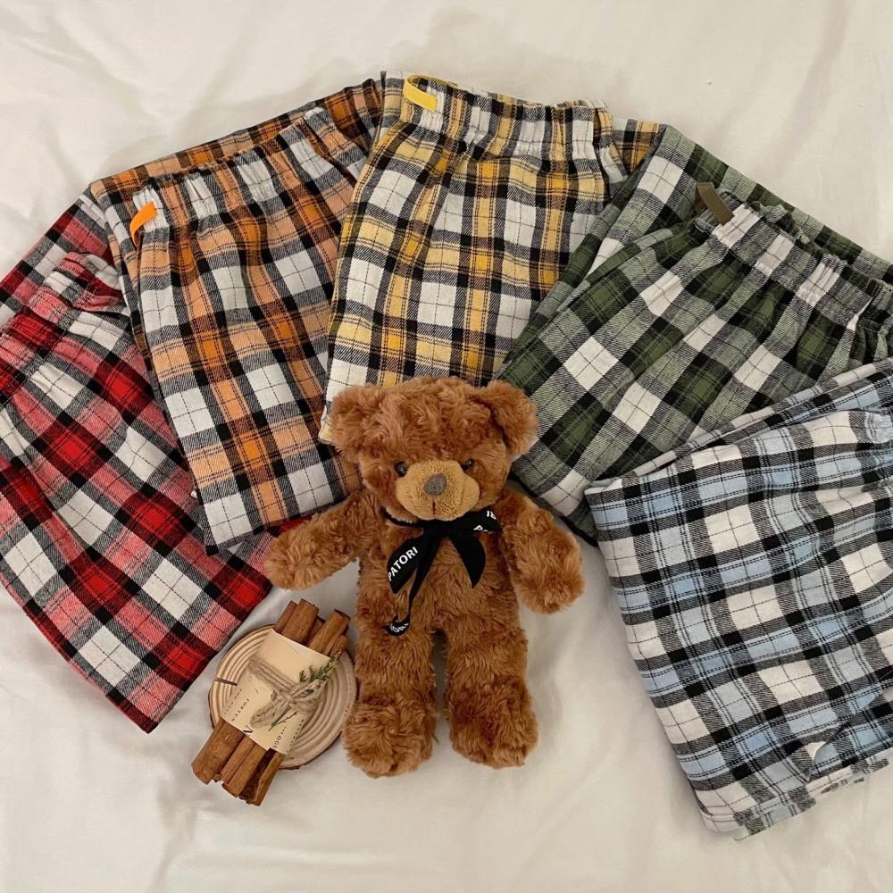 시드니 체크 커플 잠옷바지 피치기모 빅사이즈 파자마 파티