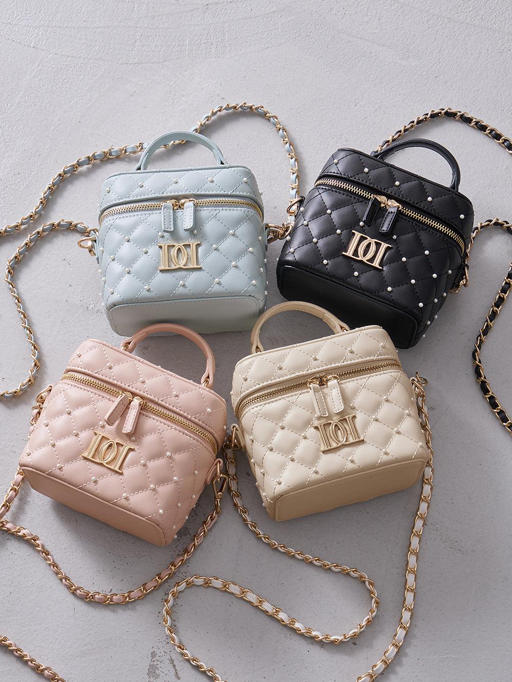 【予約商品】【ゴールドパーツ】キルティングパールスクエアミニバッグ