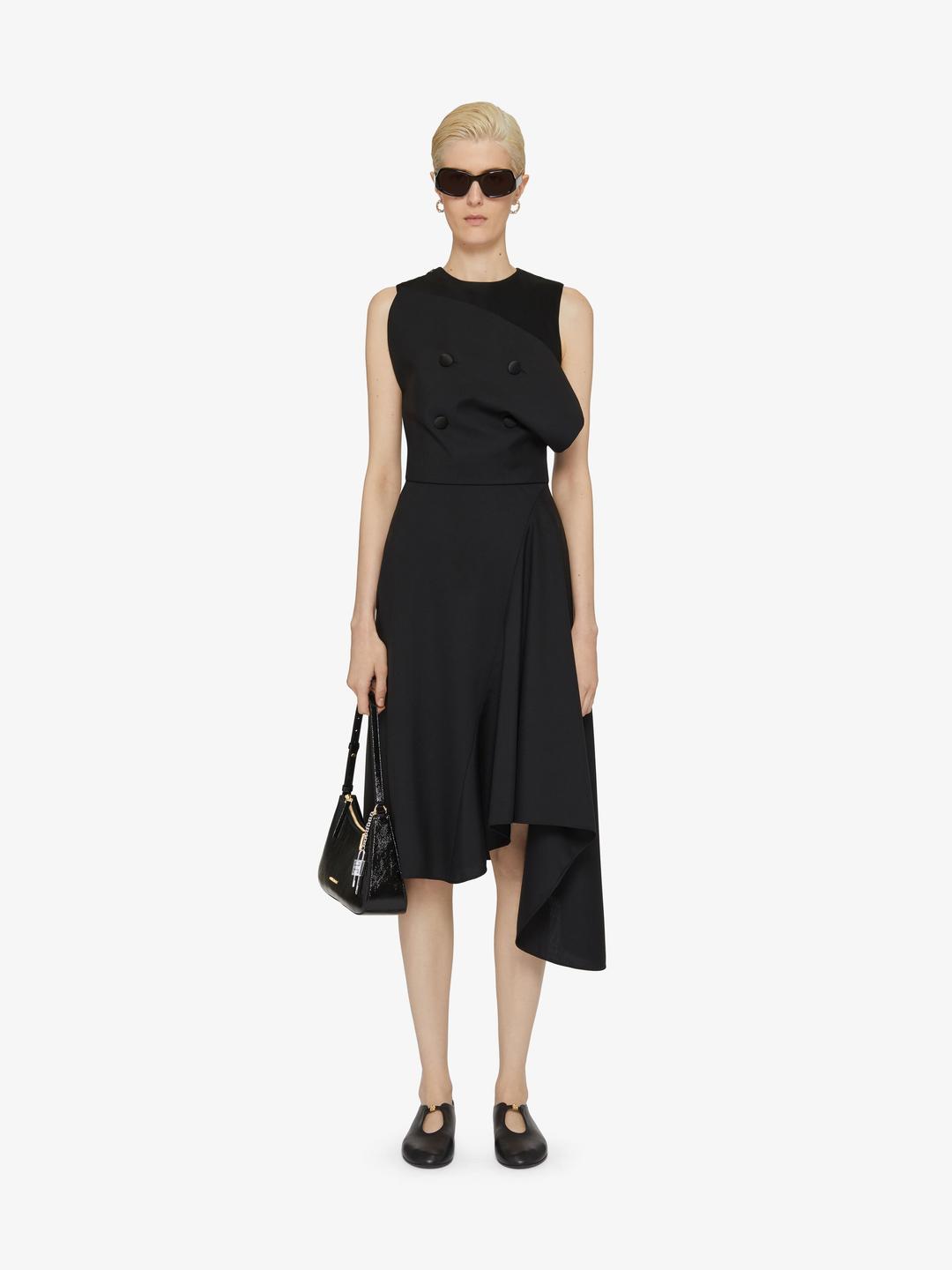 플래스트런 장식 울 및 모헤어 비대칭 드레스