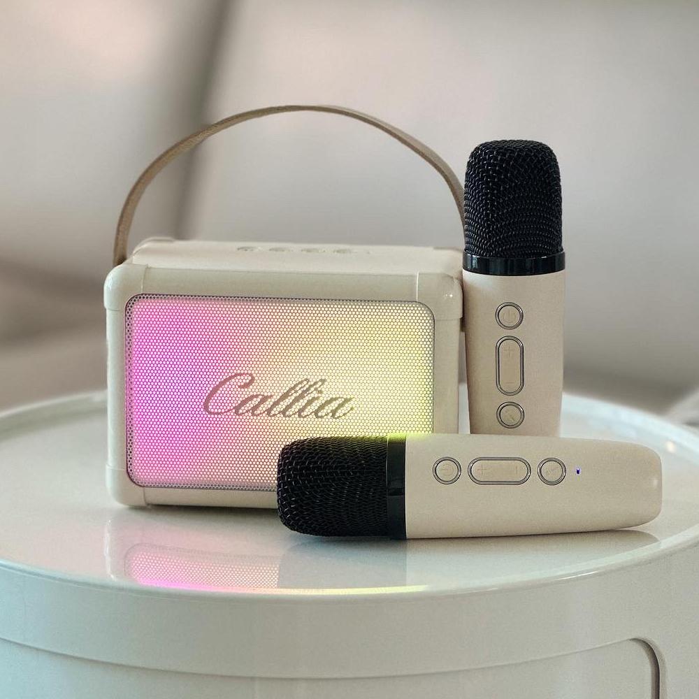 [단독] [꾸미기 스티커 증정] 플레저 LED 블루투스 스피커 마이크 레트로 포터블 여행선물