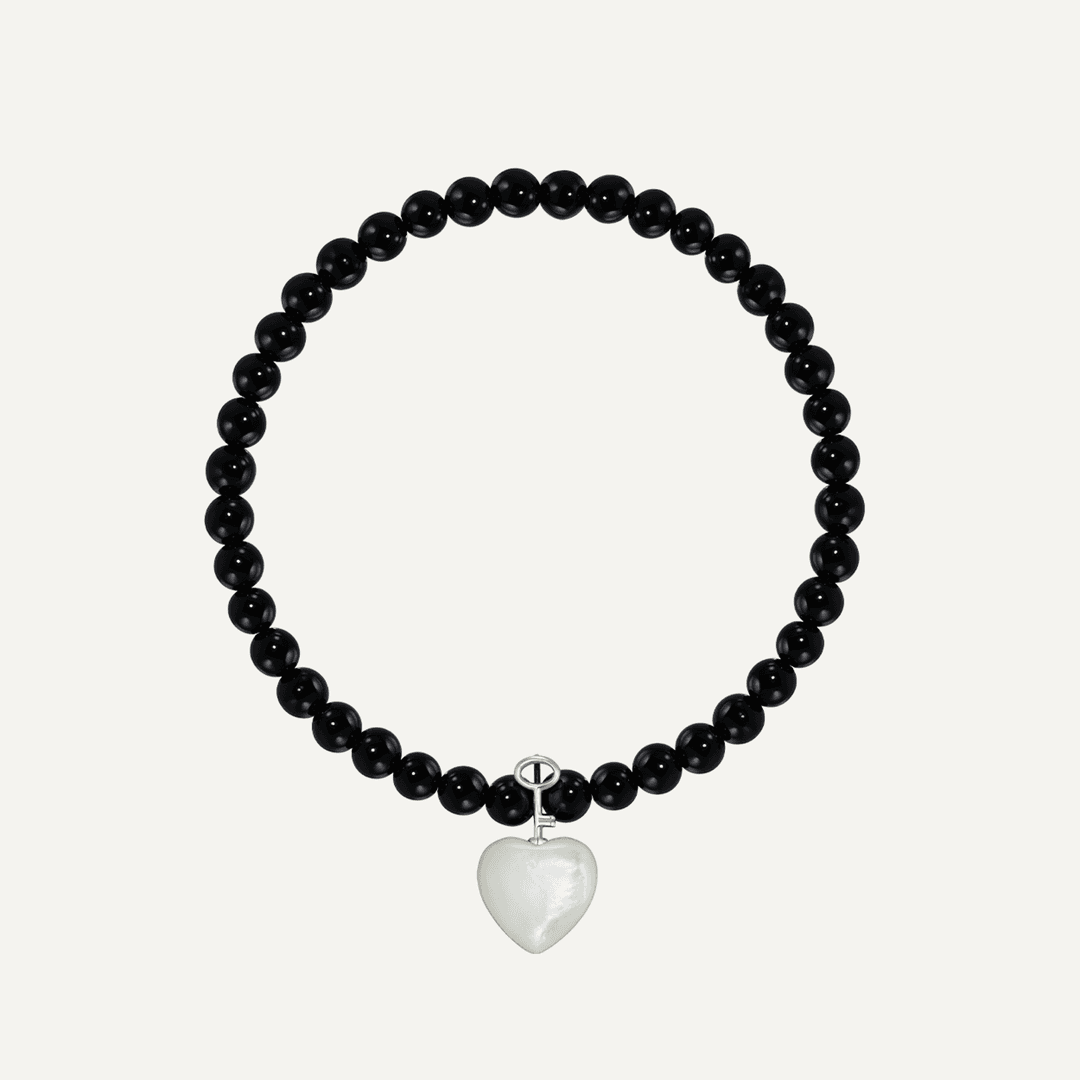 925SILVER 콤비 봉봉 팔찌 01/마더오브펄하트  MF056B