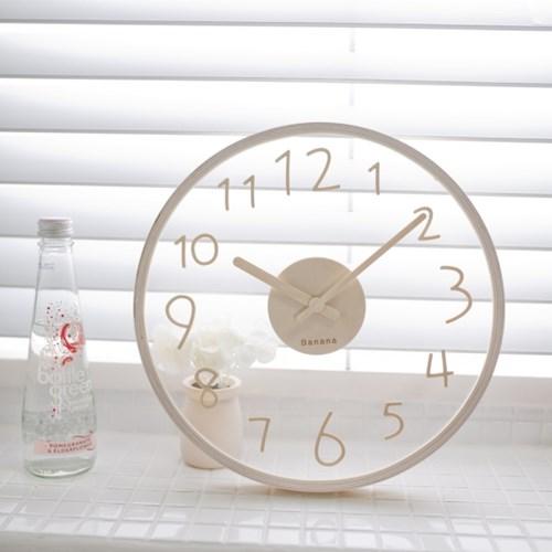 [Banana] 300 유리나무 우드 인테리어 무소음벽시계