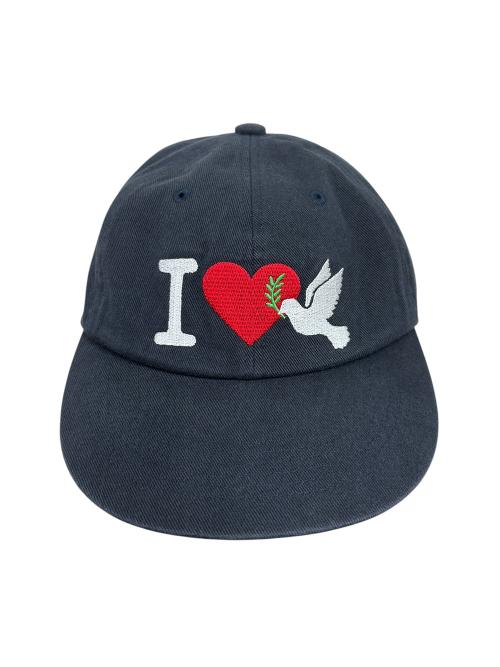 I Love Peace Washed Cap Dark Navy