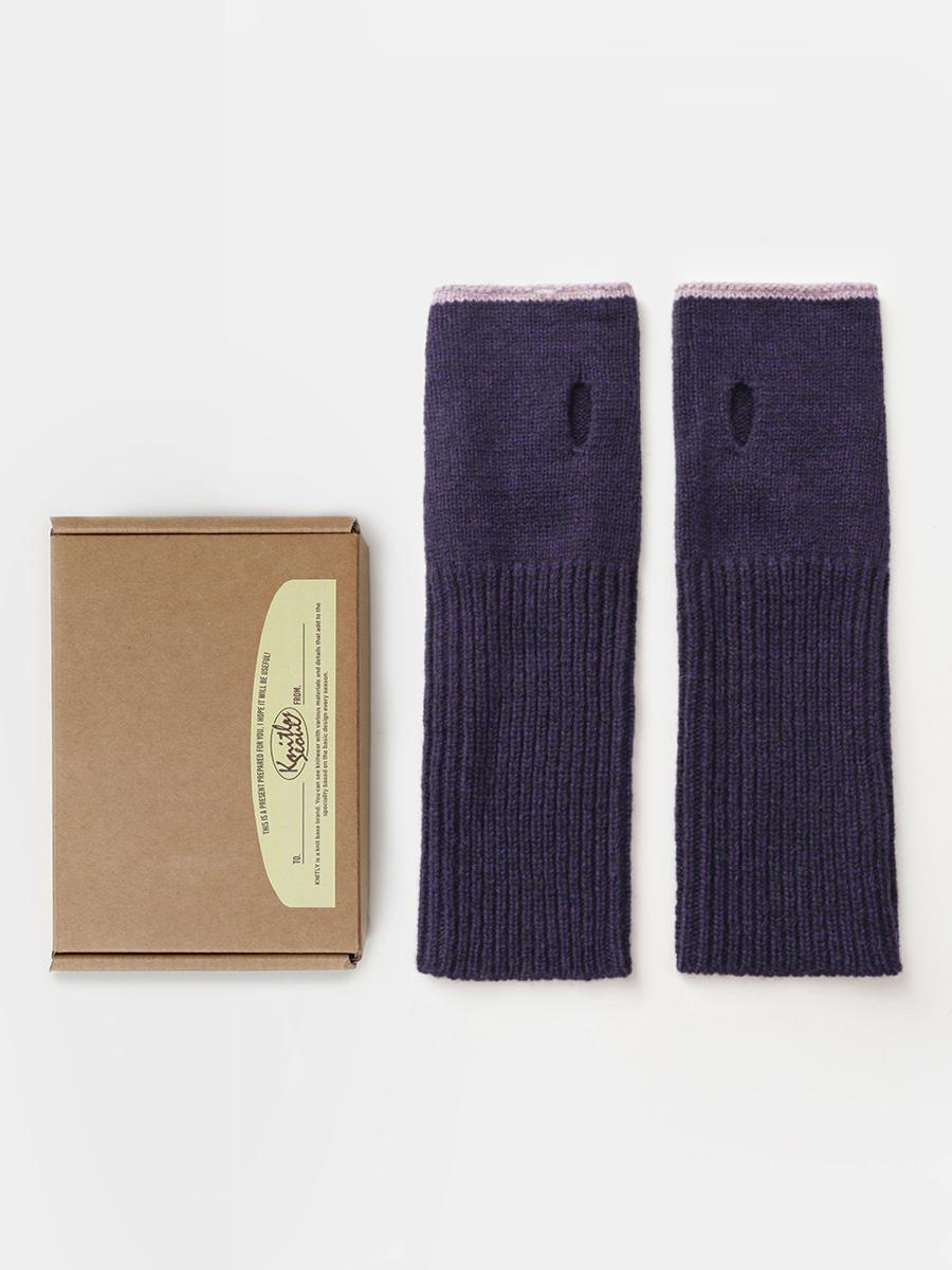 WOOL COTTON LINE HAND WARMER_Purple