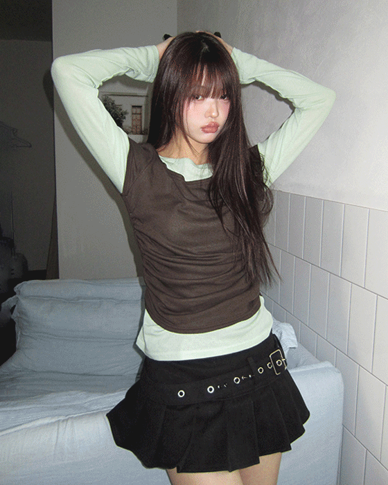 원더원더 [두쫀쿠💗] 텐로 반팔 배색 라운드 티셔츠