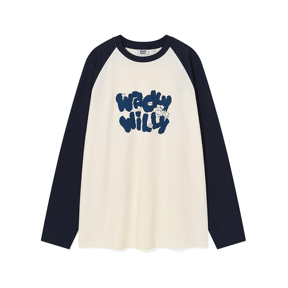 배색 레글런 롱슬리브 티셔츠 크림