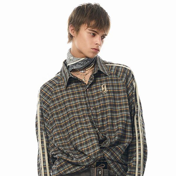 Side Stripe Sleeve Checkered Shirt