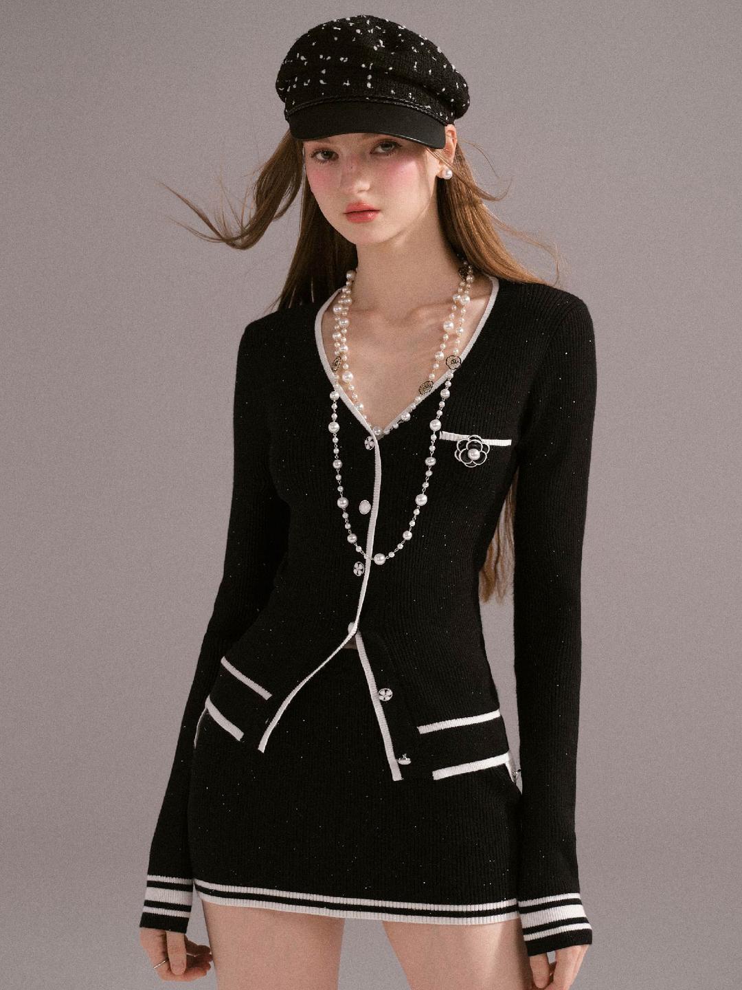 [MESS STUDIO] Alden Spangle Cardigan & Skirt Set