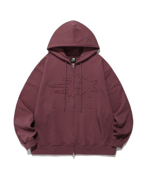 나이스고스트클럽(NICEGHOSTCLUB)  3STAR LOGO ZIP HOODIE_BURGUNDY(NG2ESUM480A) - 사이즈 & 후기 | 무신사