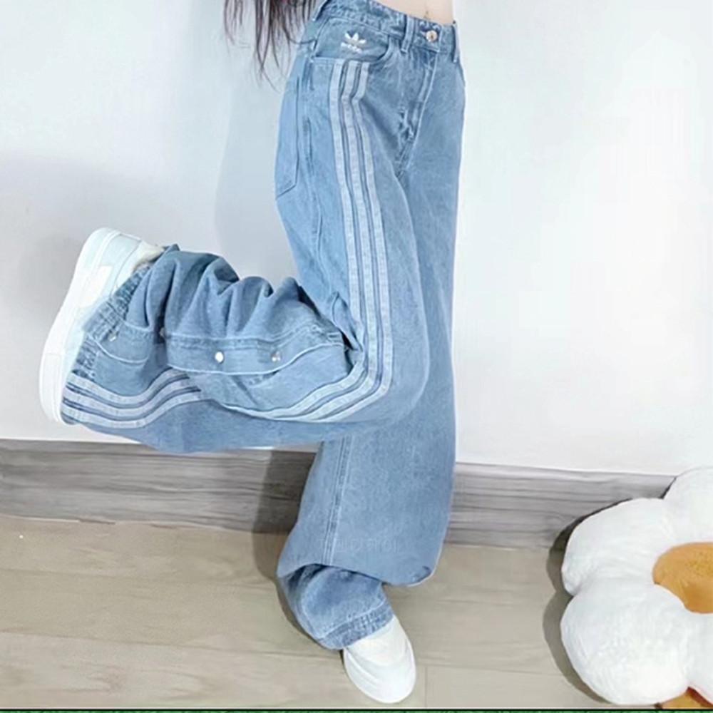 아디다스 오리지널 스트라이프 데님 청바지 팬츠 IS5249