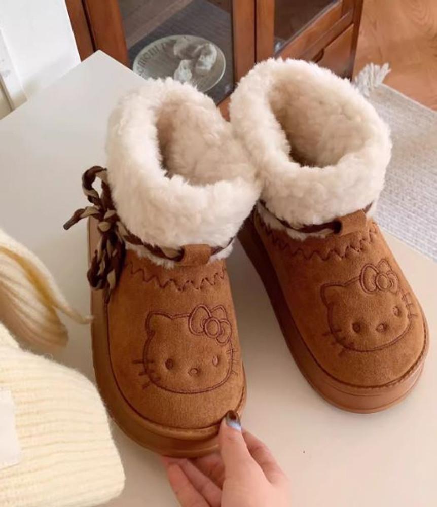 소이벨 정식 콜라보 헬로키티 노르딕 윈터부츠 겨울 뽀글이 슬리퍼 방한 슈즈 실외화 신발