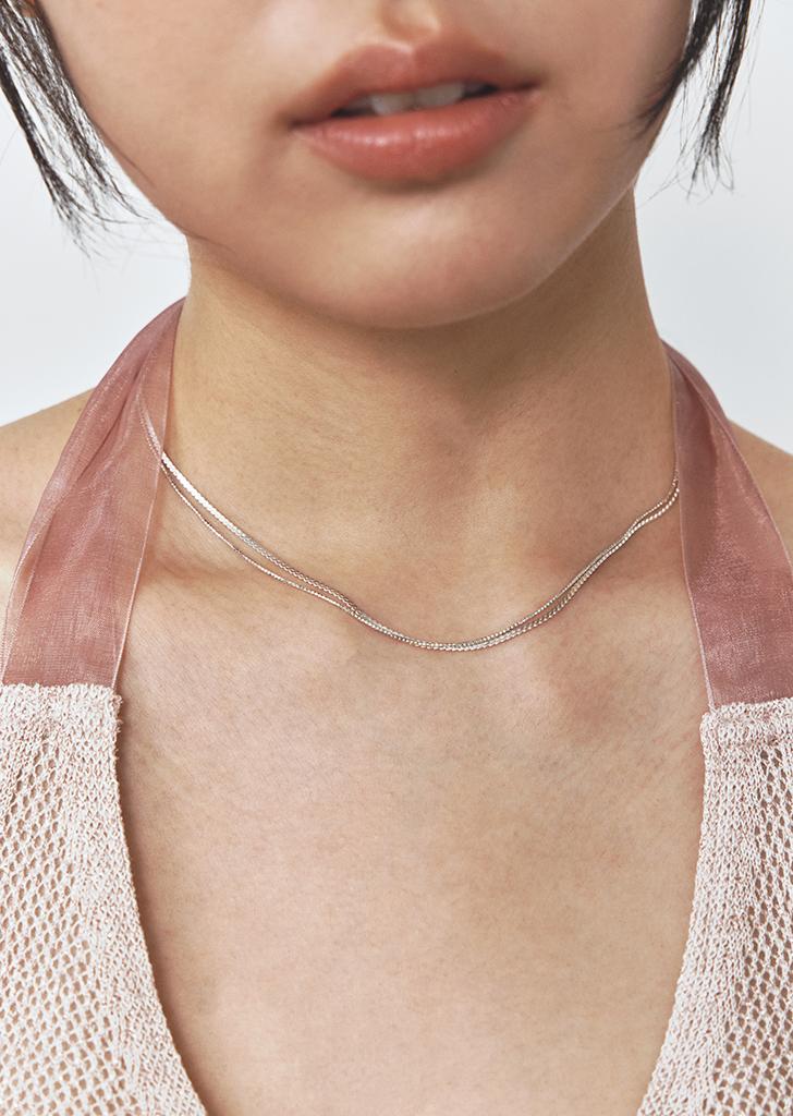 stud double chain necklace