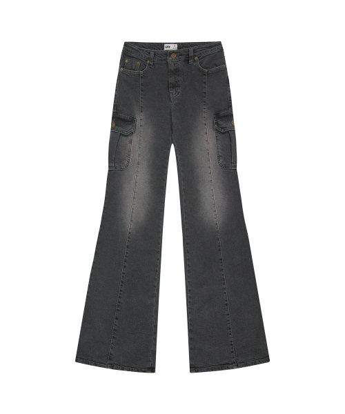 Cargo Bootcut Jeans - Black