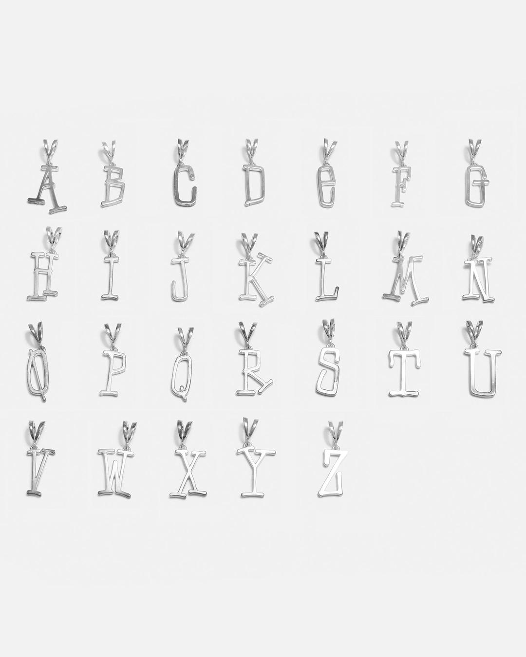 SILVER ALPHABET PENDANT - SILVER / A