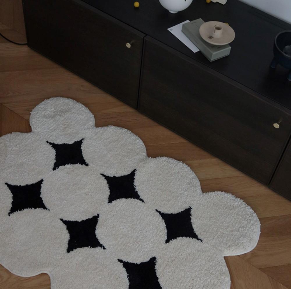 피비씨비 블랙 화이트 도트 심플 러그 3size 모던 미니멀 북유럽 인테리어 발매트 욕실 침실