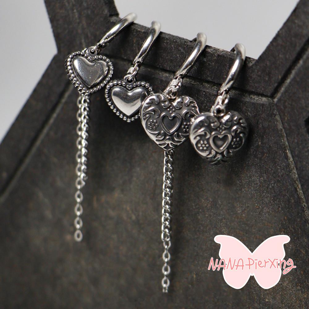 써지컬 엔틱 하트 드롭 링귀걸이-4type