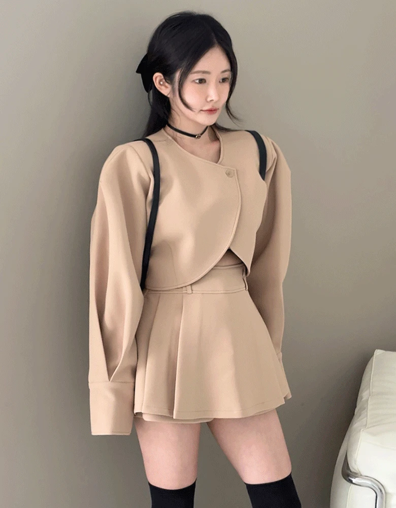 [블루 베이지 당일배송] 폴미 라운드 볼레로 자켓