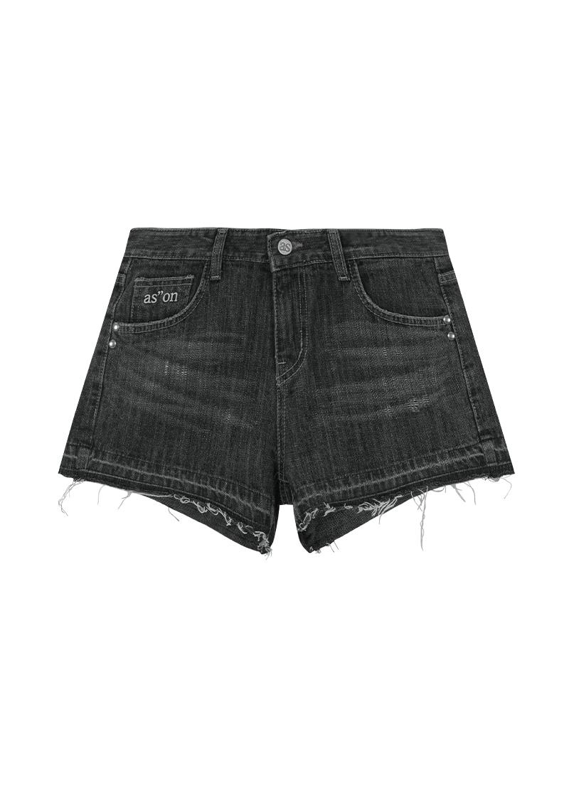 FOLD DENIM SHORT PANTS / BLACK