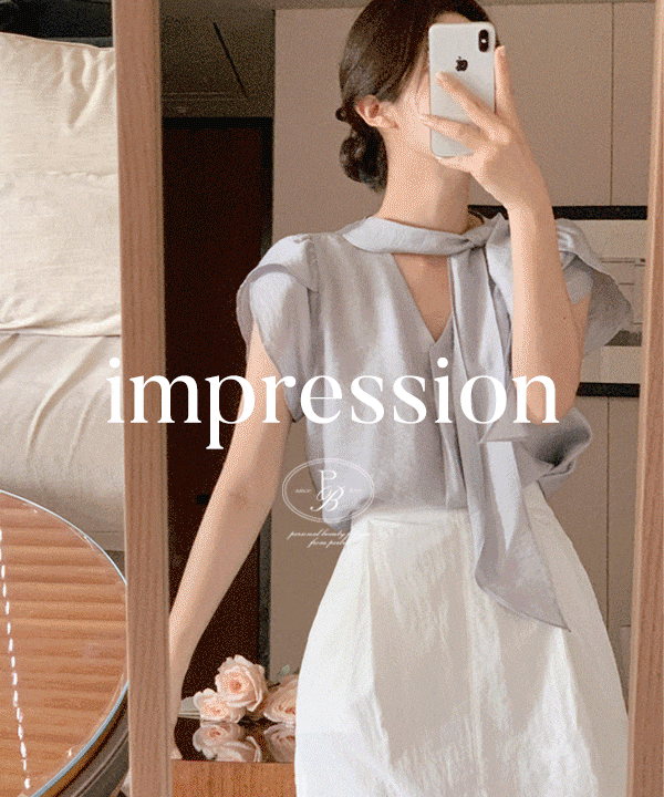 퍼빗 [#여름][뉴컬러추가✨/인생블라/반팔버전][하객룩💐][무료배송]  단독제작) 임프레션 튤립 스카프 반팔 썸머블라우스 - 8color