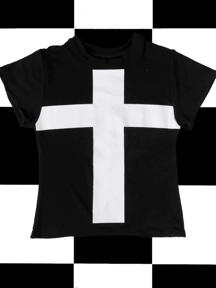 CROSS BABY TEE IN BLACK