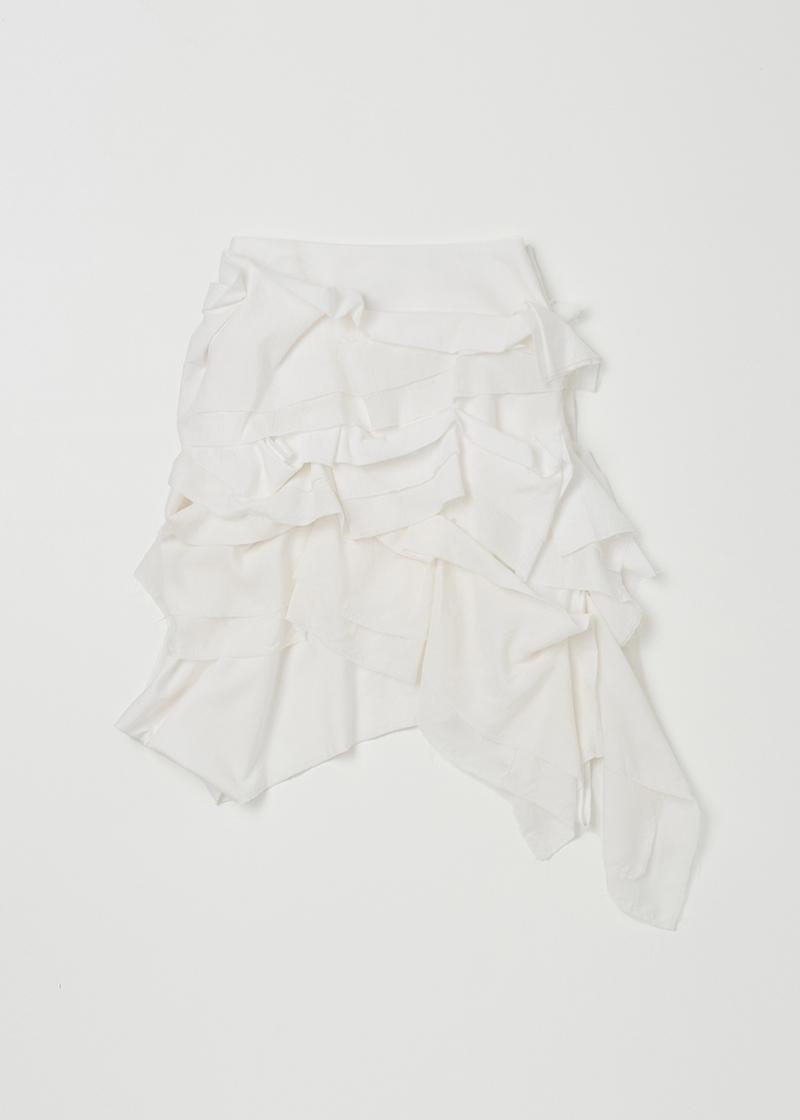 RUFFLE MIDI SKIRT IN OFF WHITE