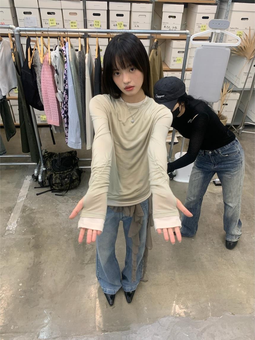 NEVERSEEZ Smoke Construction Double Layer Long Sleeve T-Shirt