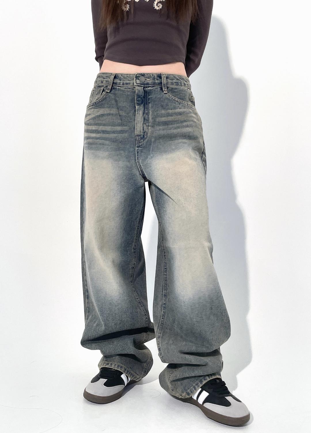 vintage washing wide denim pt