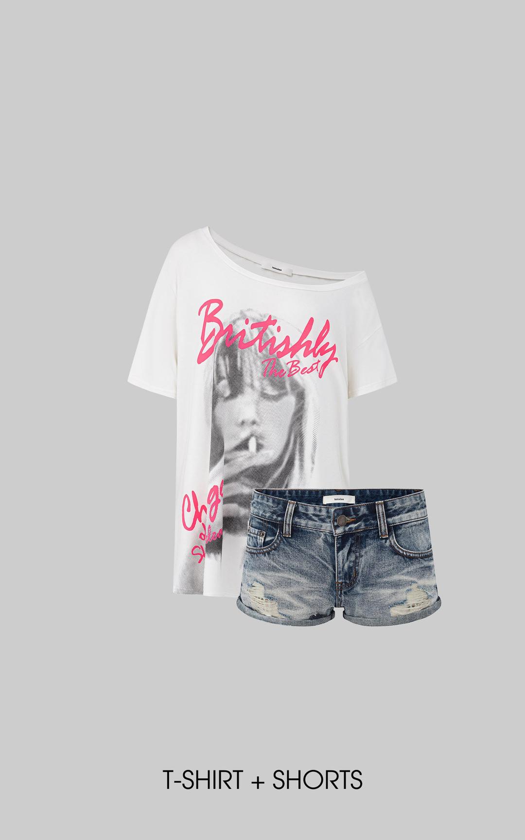 IAMXIAA White Off-Shoulder Graphic Oversized T-Shirt