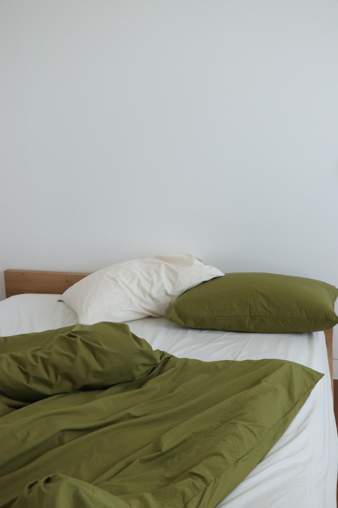 Khaki green cotton bedding