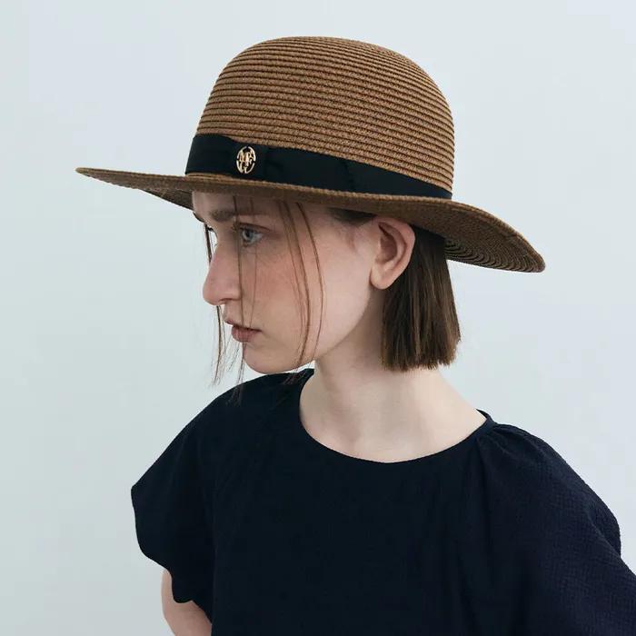 W CIRCLE LOGO RAFFIA HAT brown