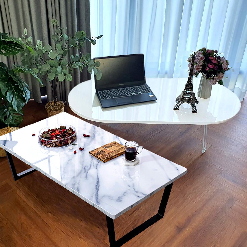 리드오프 좌식 폴딩 간이 베드 노트북 테이블 화이트 타원 800 접이식 화이트