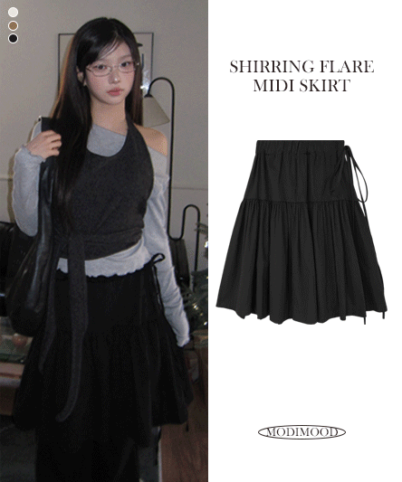 [사이드 리본🧚‍♂️] 페리 프릴 캉캉 미디 스커트