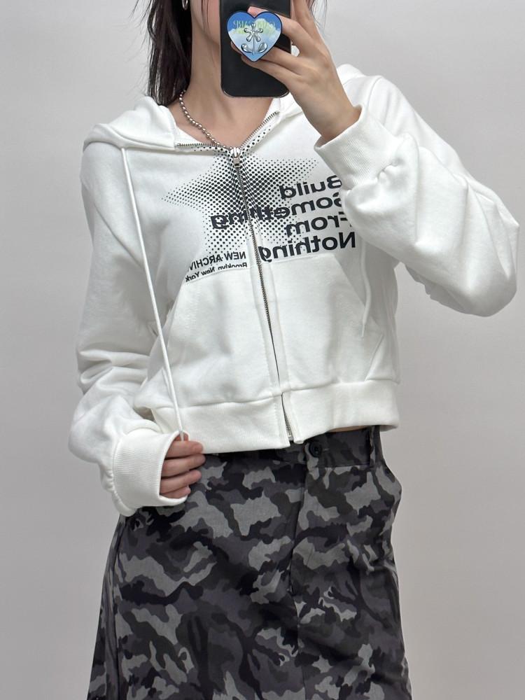 스타 레터링 후드집업