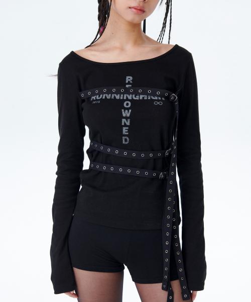 벨트 슬림 L/S 티 [블랙]