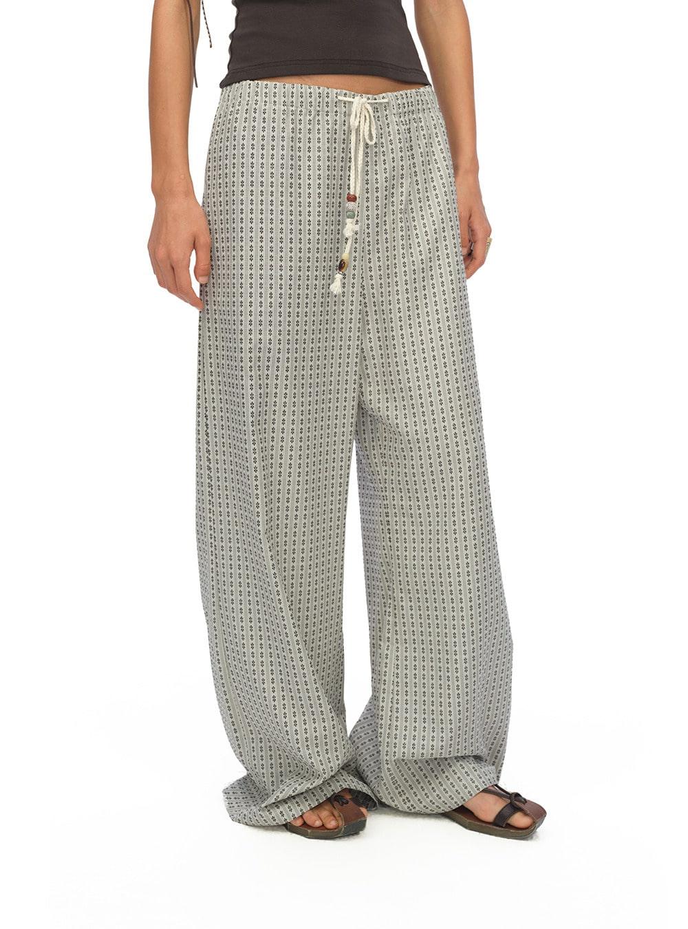 Summer Stripe Linen Wide Pants