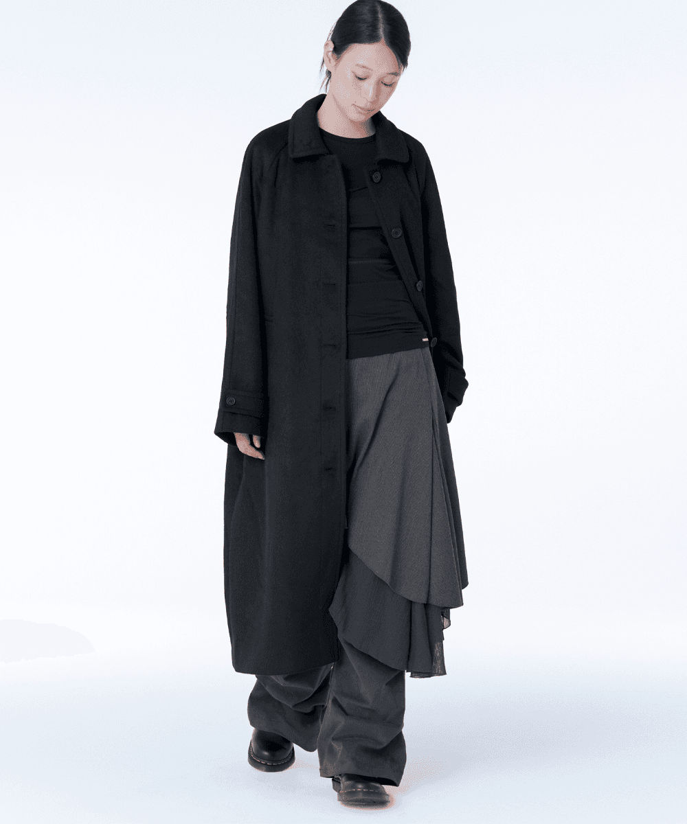 Balmacan over long coat BLACK