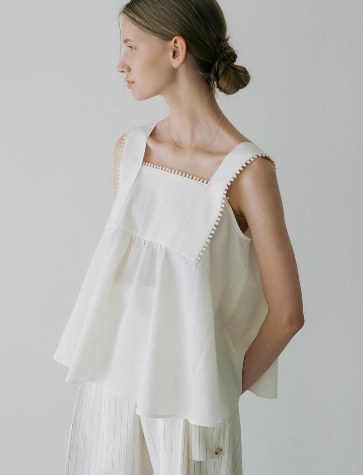 comos 889 wide strap flared blouse (2color)