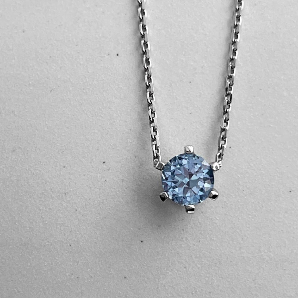 [위프레리] 실버 5A 블루 솔리테어 목걸이, Silver 5A Blue Solitaire Necklace