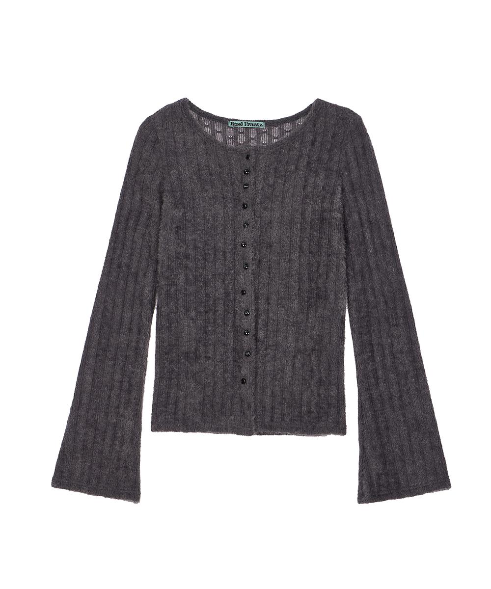Hairy Slim Fur Cardigan [Charcoal]