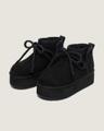 Fuzzy Ribbon Platform Boots_Black