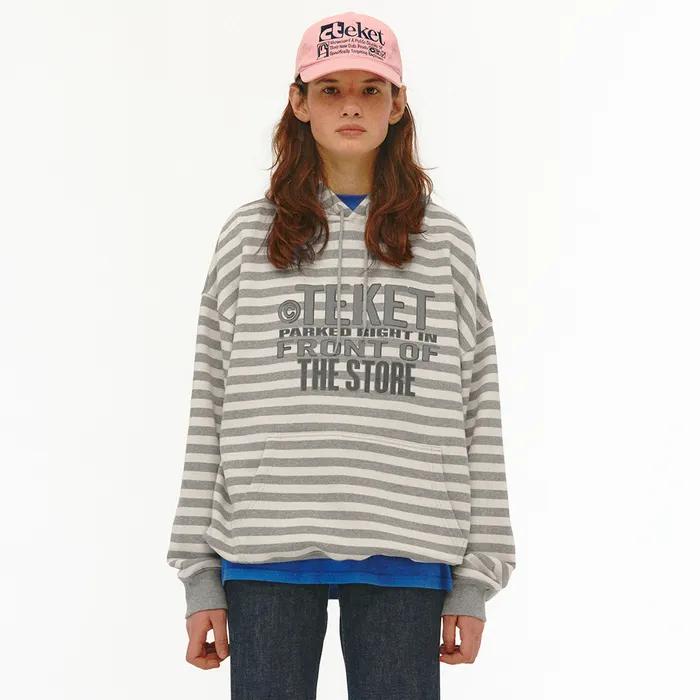 Front Stripe Hoodie Melange Gray
