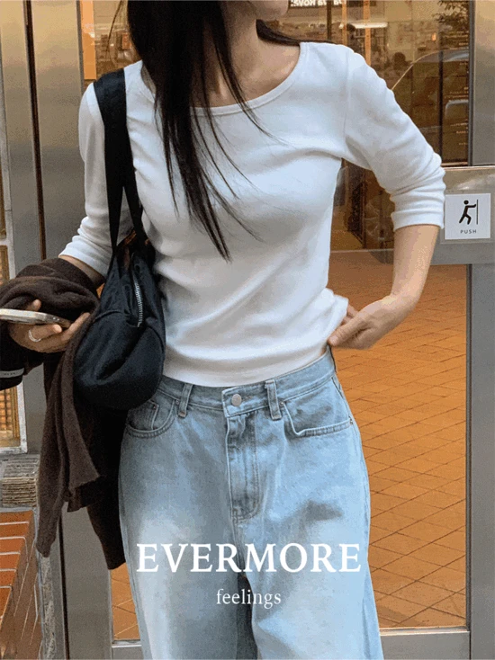 [evermore] 도어 보트넥 7부 티셔츠(4color)