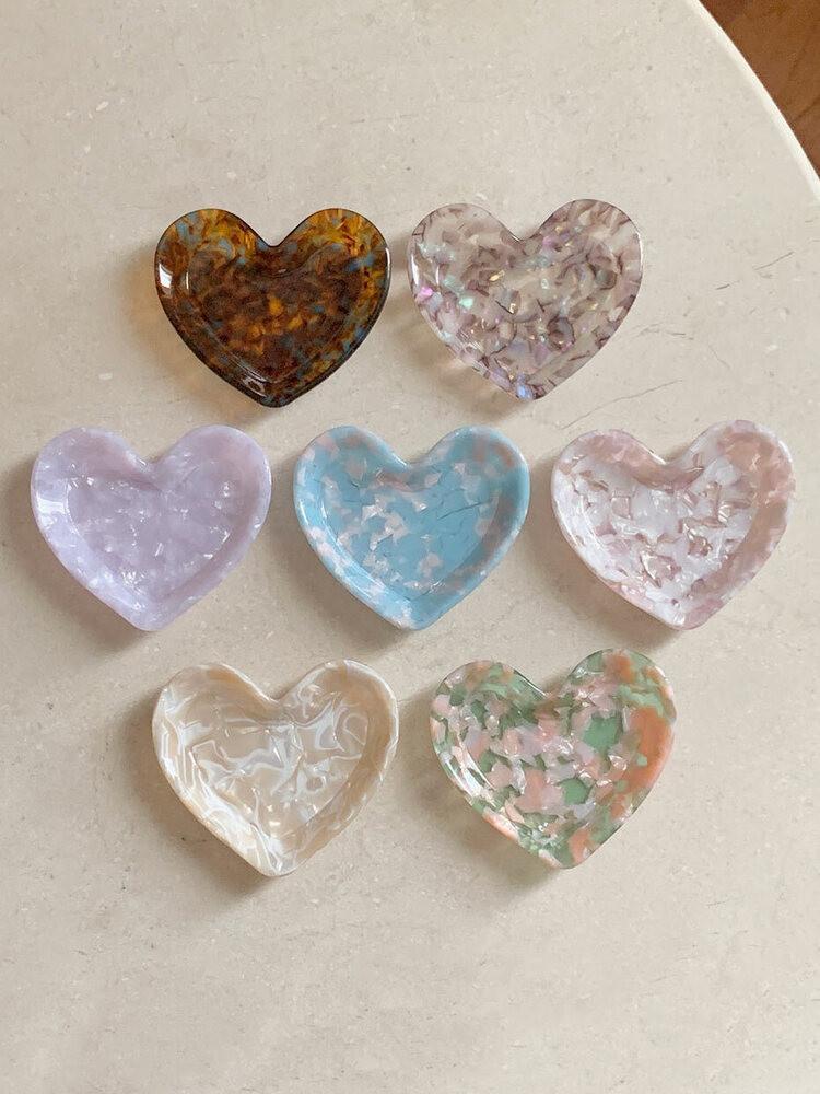 [쿼먼트] 셀룰로오스 홈카페 마블 자개 하트 주얼리 트레이 작은접시 (7 color)