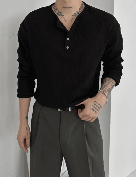 이피 와플 헨리넥 긴팔티