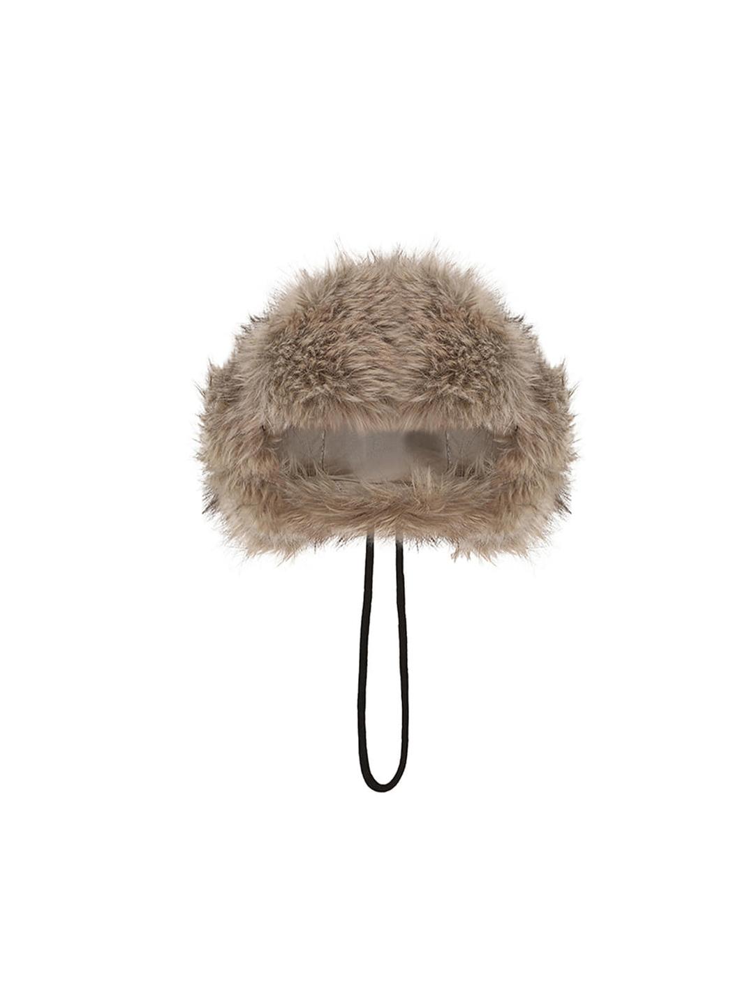 snow dolly fur earflap hat _grey