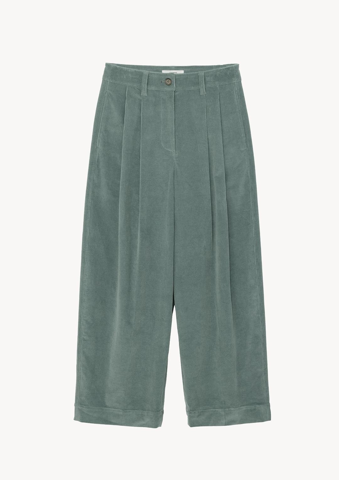 Corduroy Two Tuck Wide Pants in Dark Turquoise