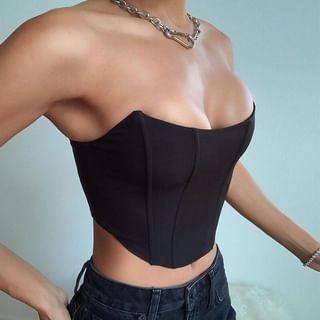 Strapless Plain Crop Corset Top