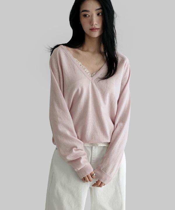 매니크 루베스 딥 브이넥 루즈핏 울 니트 (울 50)