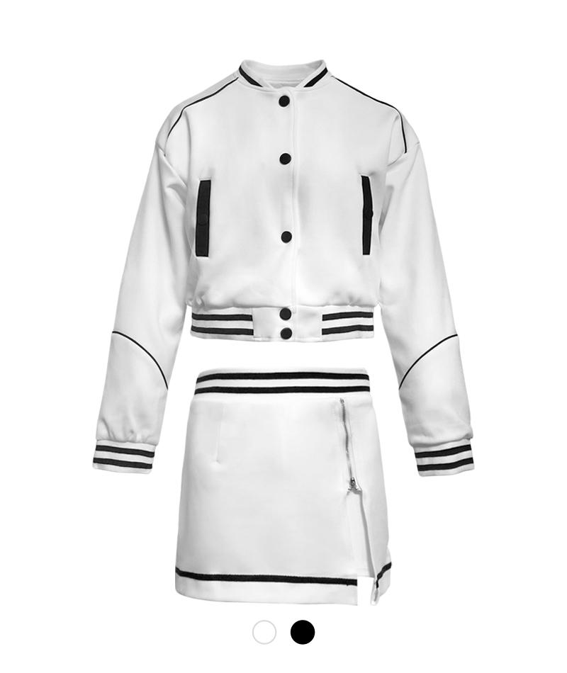 클린 라인 점퍼 & 지퍼 스커트 세트