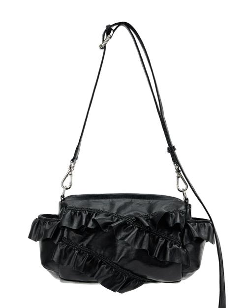 DEINET POCKET MINI FRILL BAG IN BLACK
